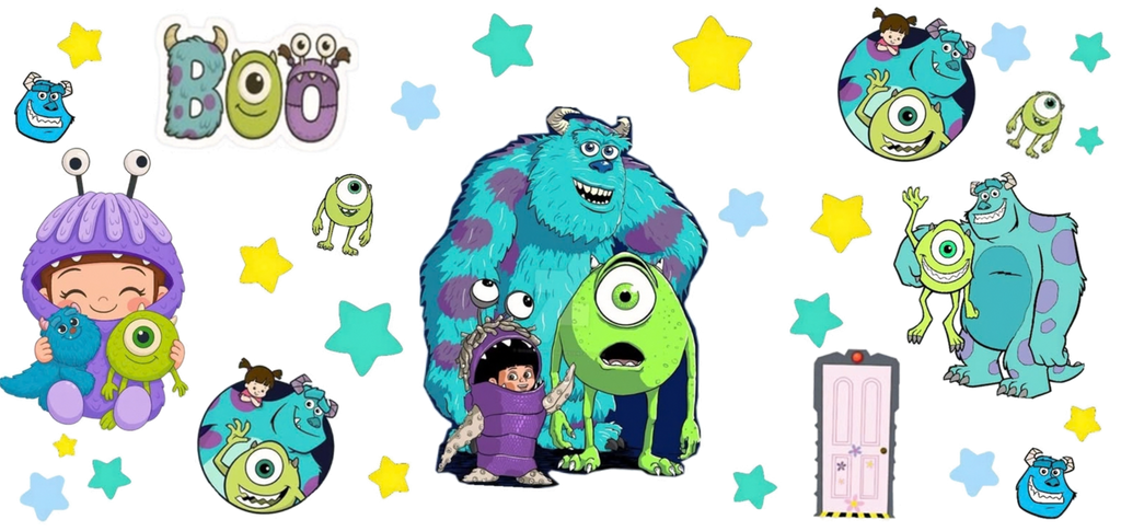 Diseños UV-DTF para Vasos Snowglobe de 16 oz (Monsters)
