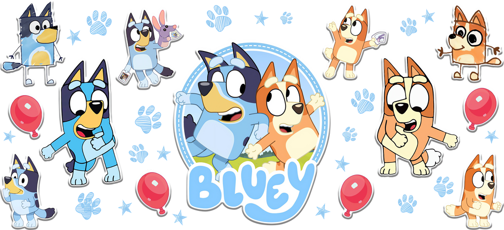 Aventuras de Perritos Azules para Vasos Snowglobe de 16 oz (Bluey)