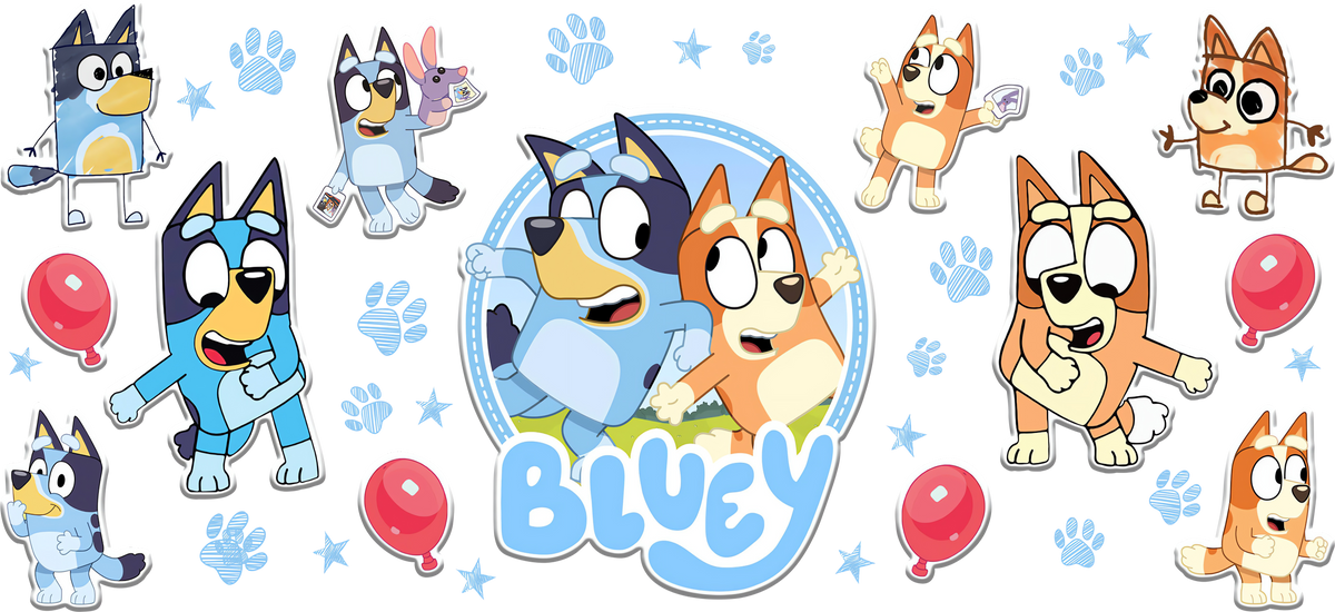 Aventuras de Perritos Azules para Vasos Snowglobe de 16 oz (Bluey)
