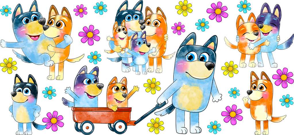 Aventuras de Perritos Azules para Vasos Snowglobe de 16 oz (Bluey)
