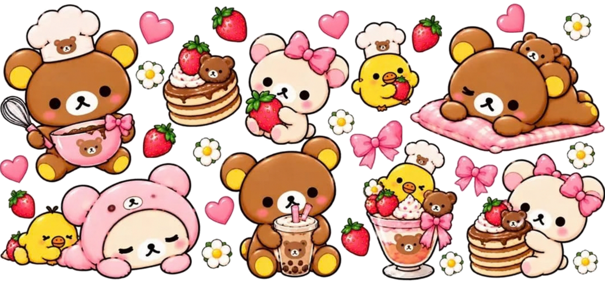 Diseños UV-DTF para Vasos Snowglobe de 16 oz (Rilakkuma)