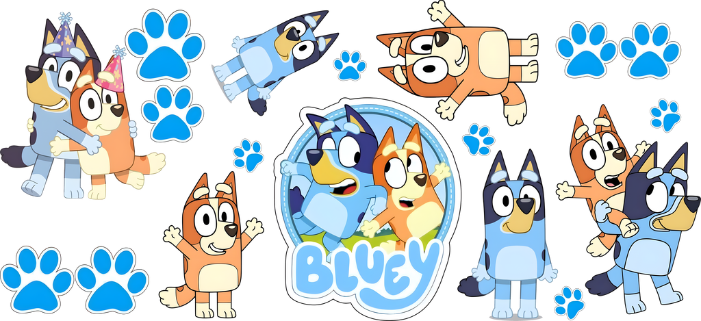 Aventuras de Perritos Azules para Vasos Snowglobe de 16 oz (Bluey)