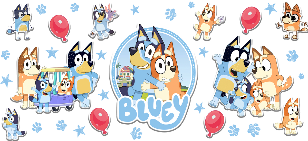 Aventuras de Perritos Azules para Vasos Snowglobe de 16 oz (Bluey)