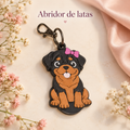 Abridor de latas — Perrito Rottweiler con moño