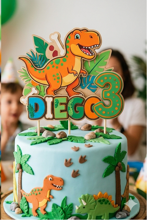 Cake topper dinosaurios personalizados