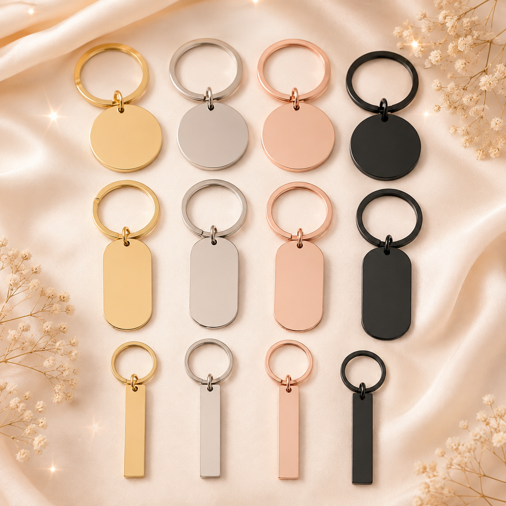 Llavero Personalizado de Acero Inoxidable – Redondo, Ovalado o Rectangular