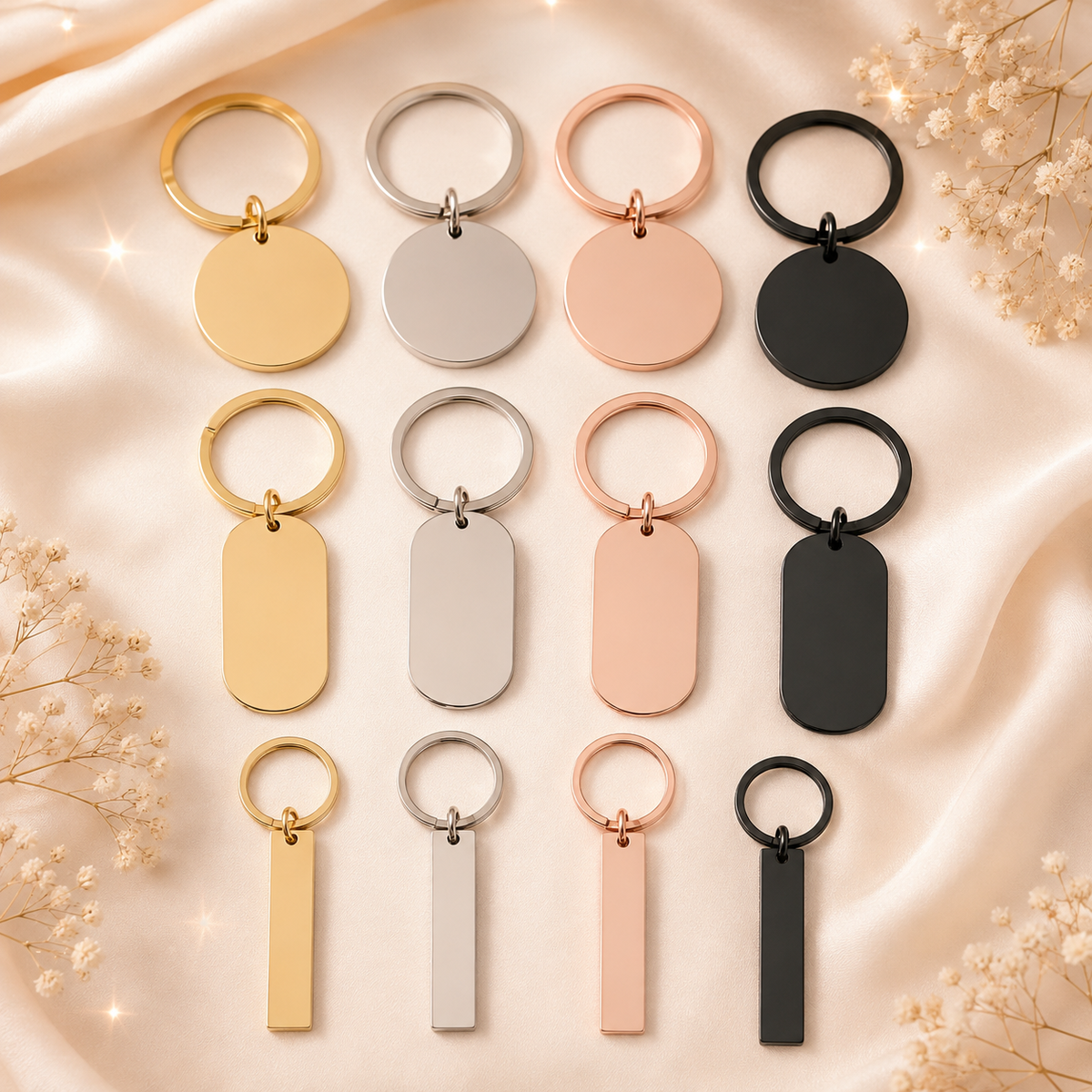 Llavero Personalizado de Acero Inoxidable – Redondo, Ovalado o Rectangular