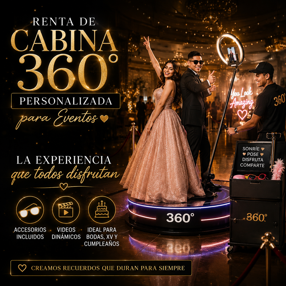 Renta de Cabina 360° Personalizada para Eventos