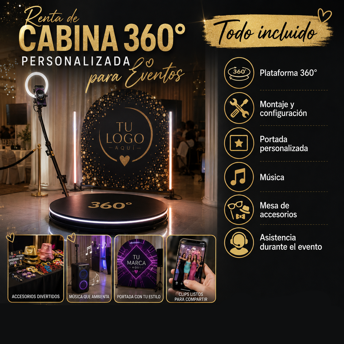 Renta de Cabina 360° Personalizada para Eventos