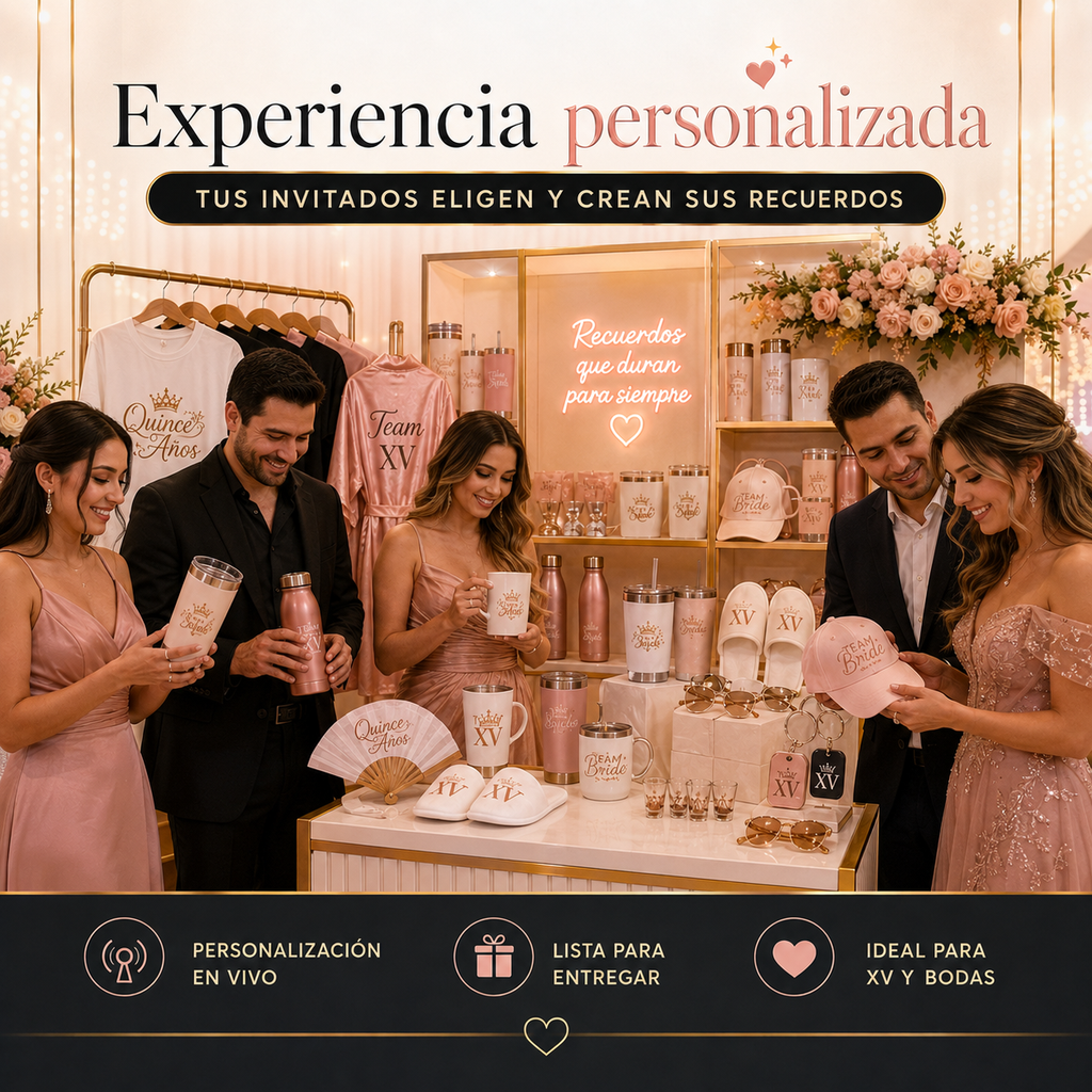 Estación de Personalización para XV Años y Bodas