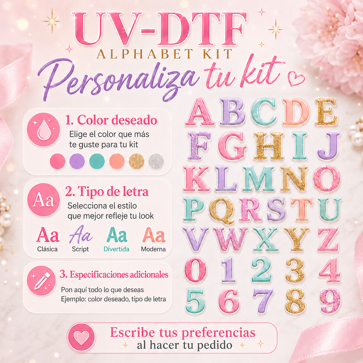 Kit de Abecedario UV-DTF | Mayúsculas + Minúsculas + Números