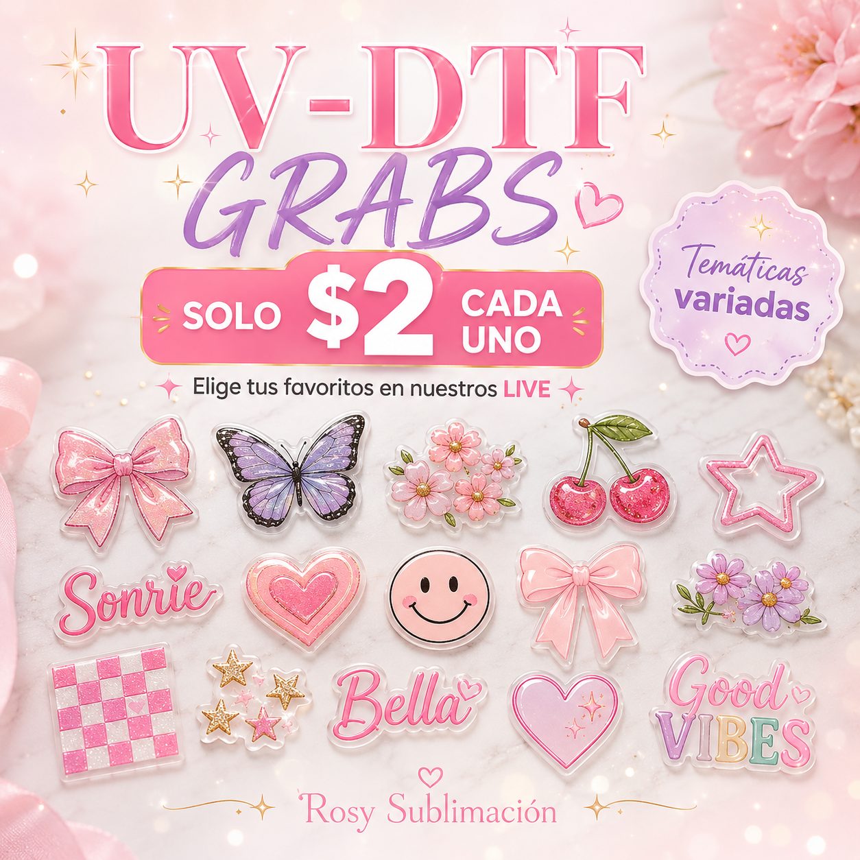 UV-DTF Grabs | $2 cada uno | Live Sale
