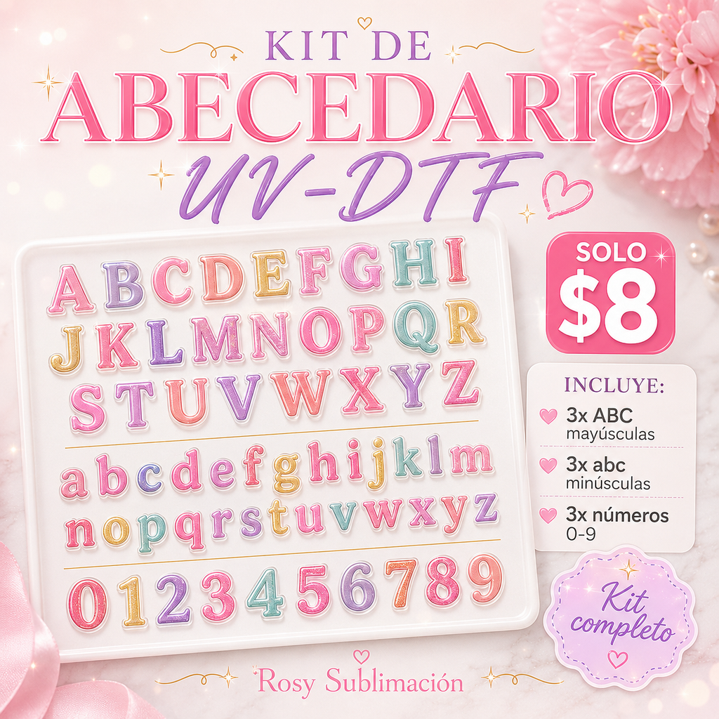Kit de Abecedario UV-DTF | Mayúsculas + Minúsculas + Números