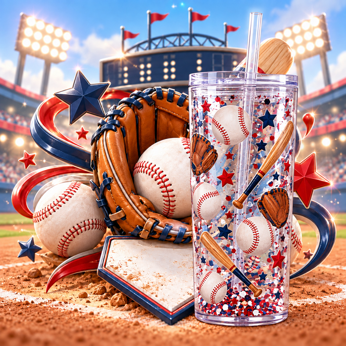 Pasión por el Béisbol para Vasos Snowglobe de 16 oz (baseball)