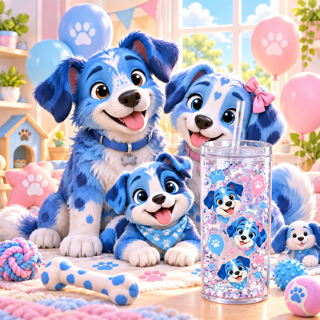 Aventuras de Perritos Azules para Vasos Snowglobe de 16 oz (Bluey)