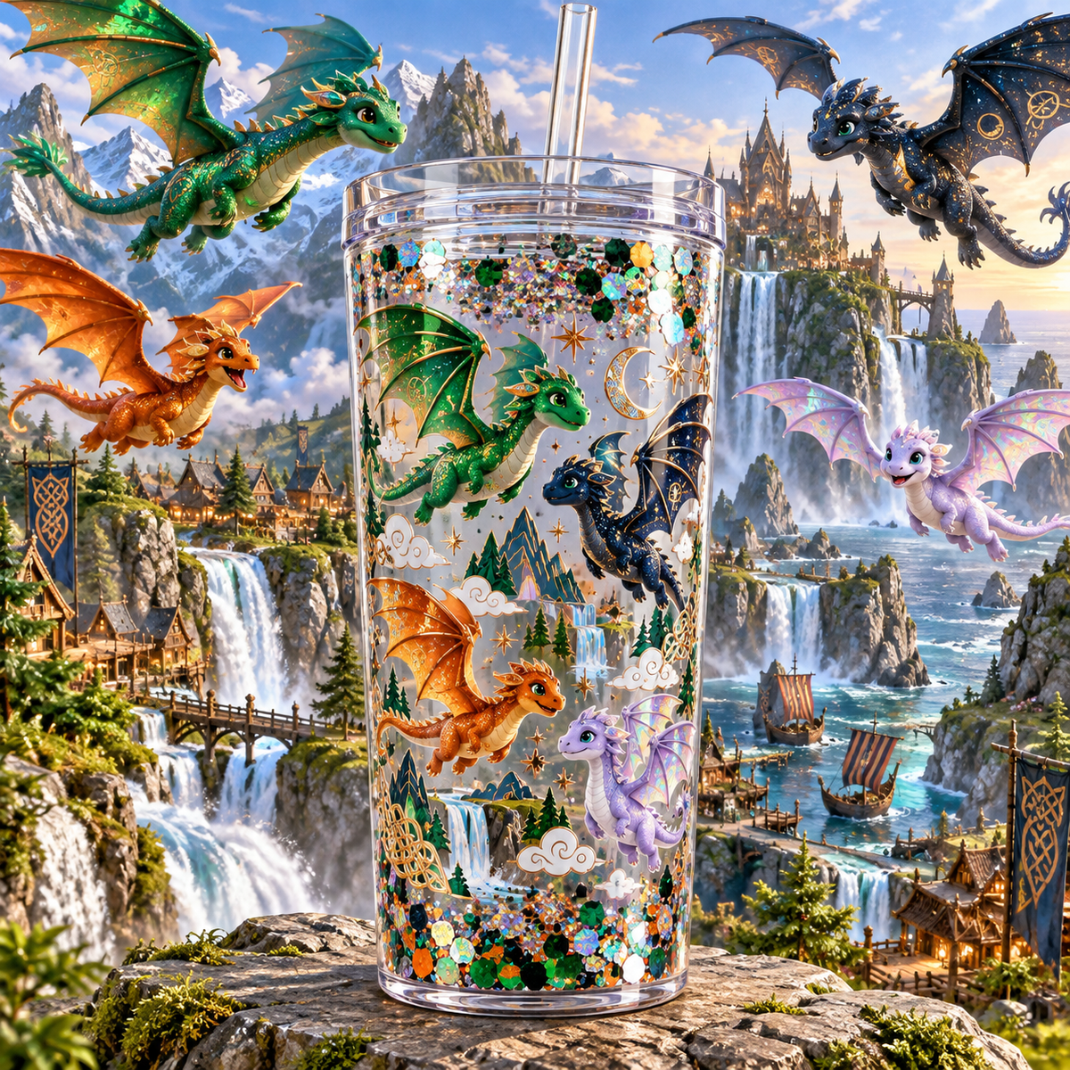 Aventuras de Dragones para Vasos Snowglobe de 16 oz (cómo entrenar a tu dragón)