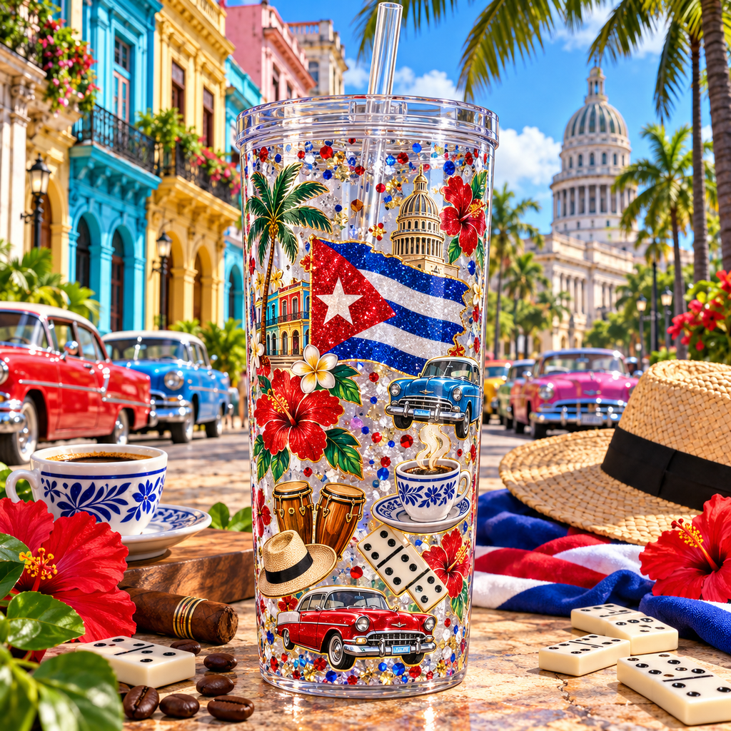 Orgullo y Sabor Cubano para Vasos Snowglobe de 16 oz (Cuba)