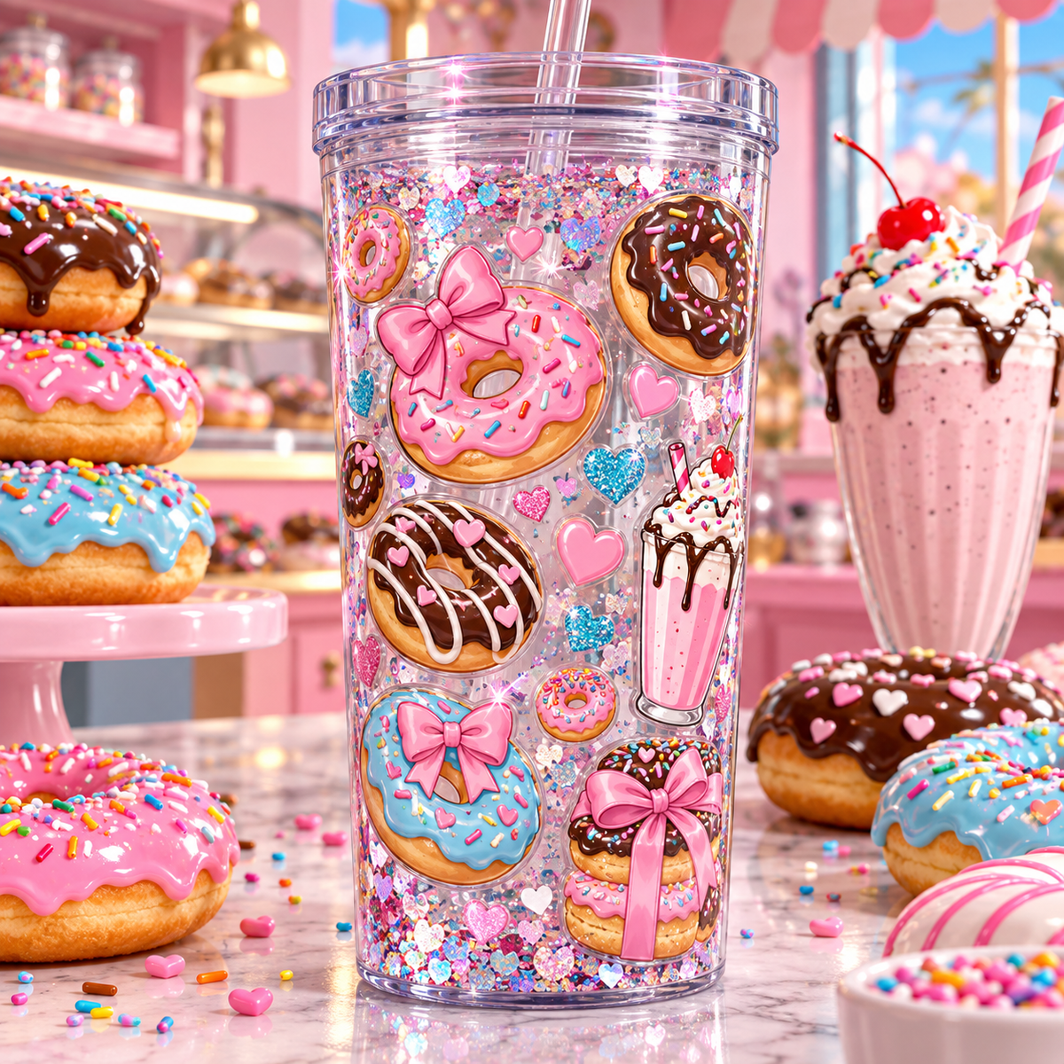 Dulce Mundo de Donas para Vasos Snowglobe de 16 oz (Donas)