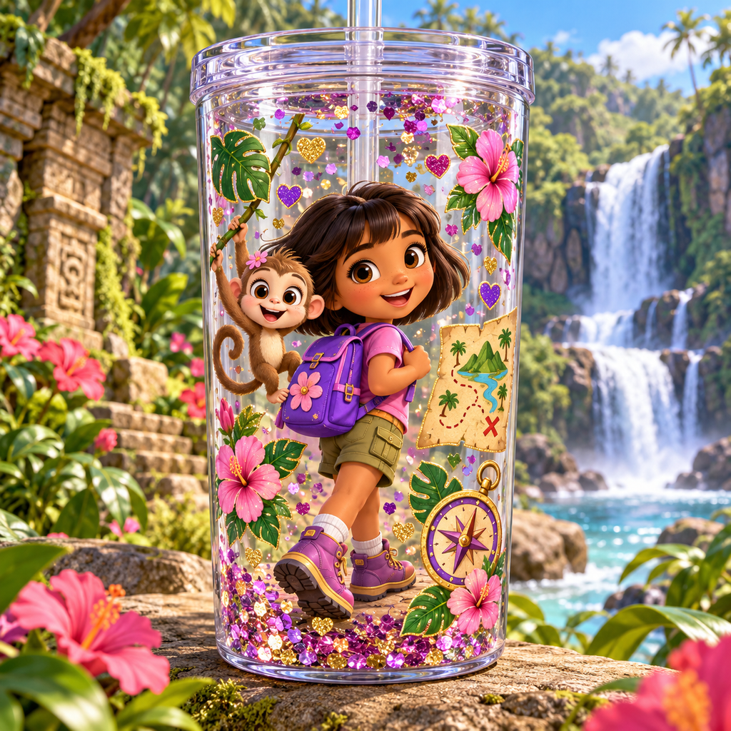 Pequeñas Exploradoras para Vasos Snowglobe de 16 oz (Dora)