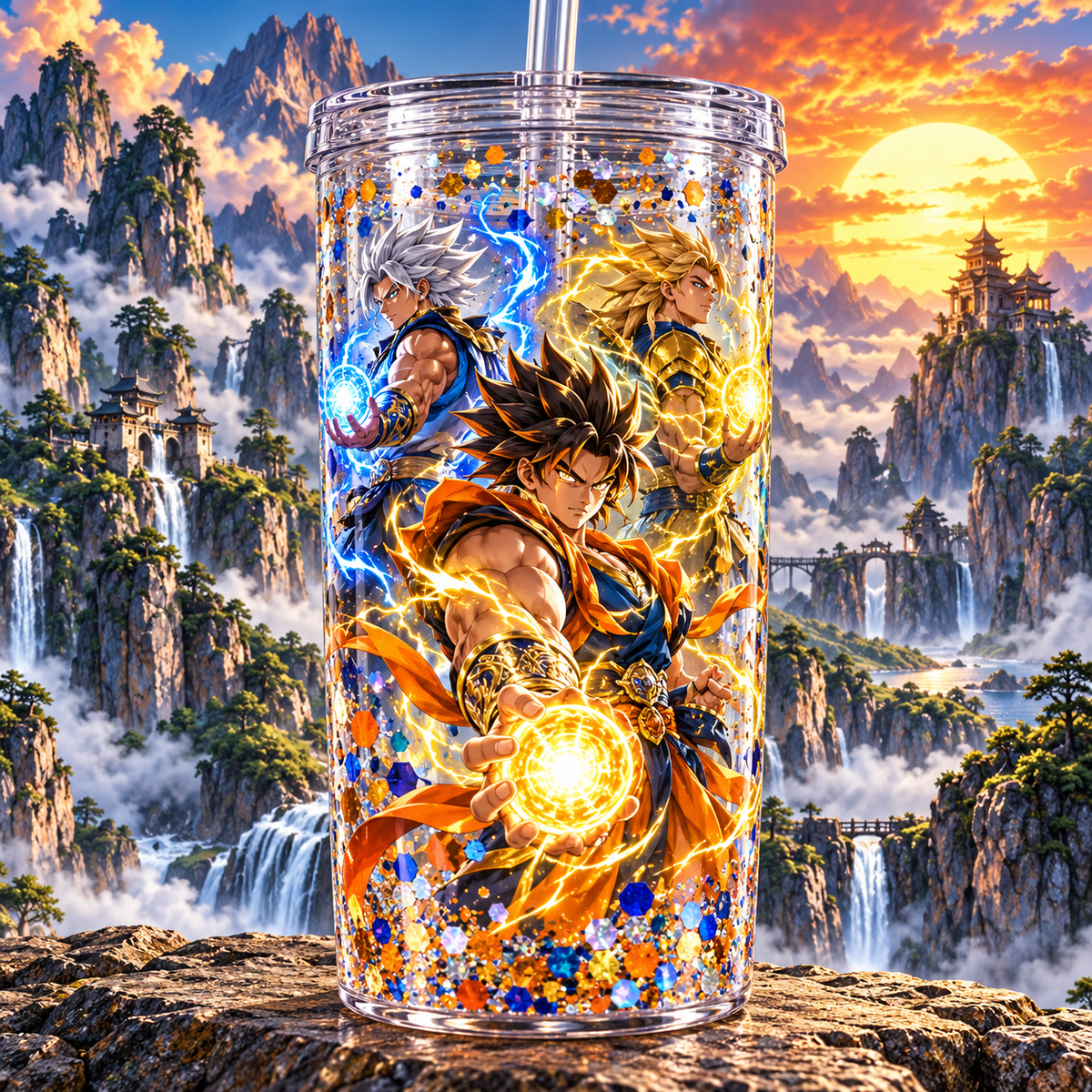 Guerreros de Energía para Vasos Snowglobe de 16 oz (Dragon Ball)