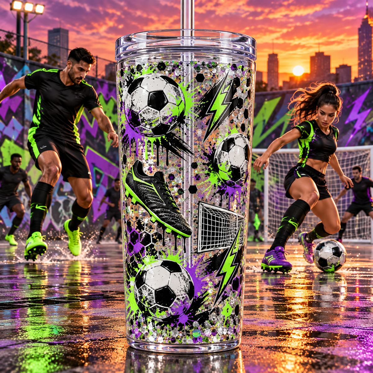 Pasión por el Fútbol para Vasos Snowglobe de 16 oz (Football) americano