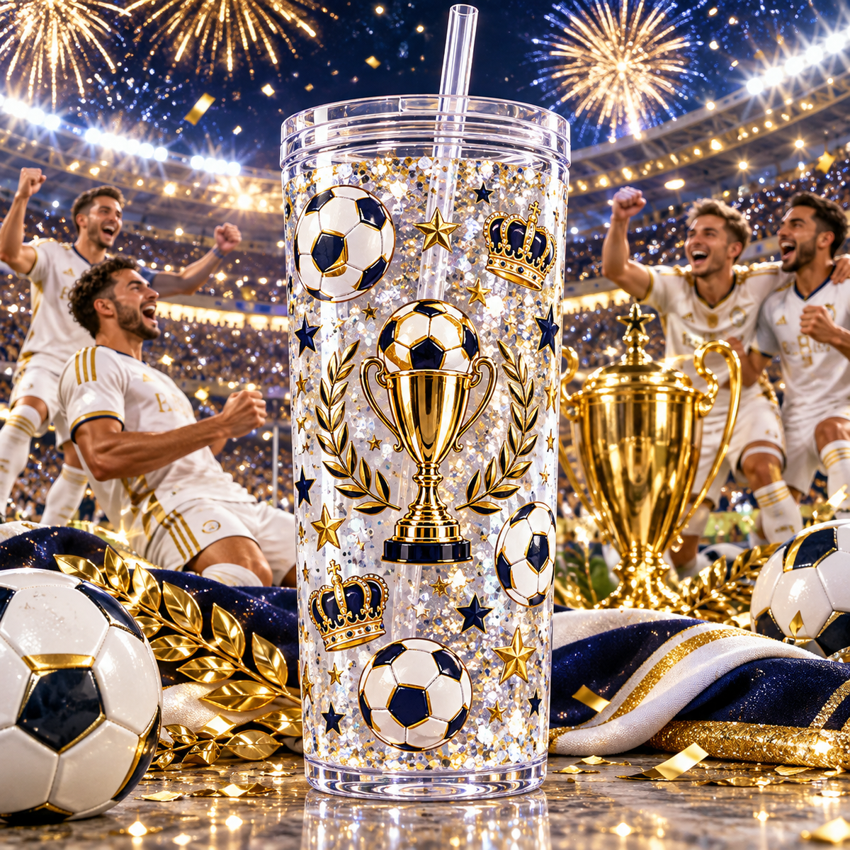 Campeones del Fútbol para Vasos Snowglobe de 16 oz (Football 3)