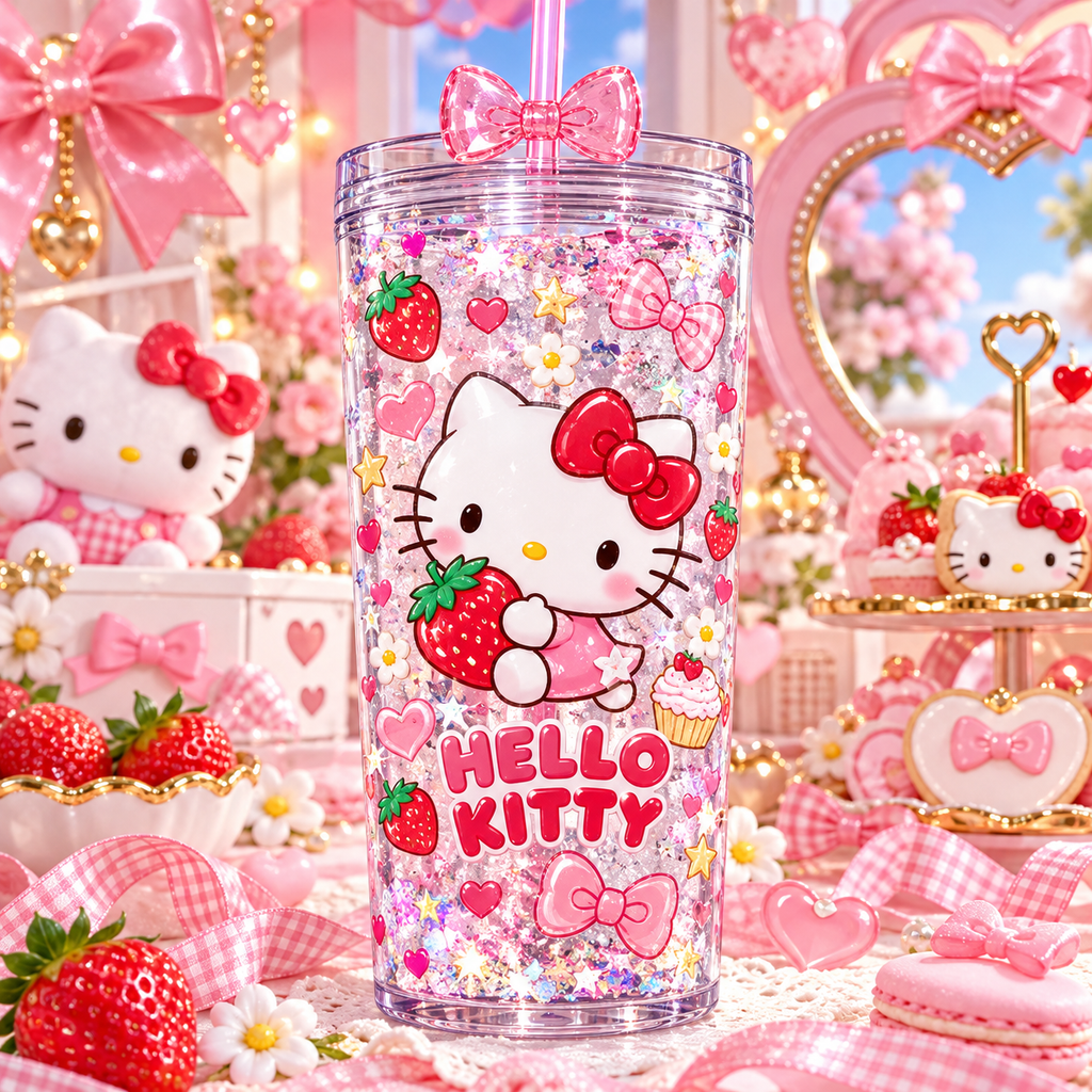 Dulzura Kawaii para Vasos Snowglobe de 16 oz (Hello Kitty)