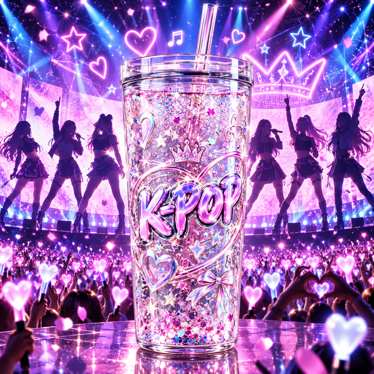 Ritmo y Brillo para Vasos Snowglobe de 16 oz (K-pop)