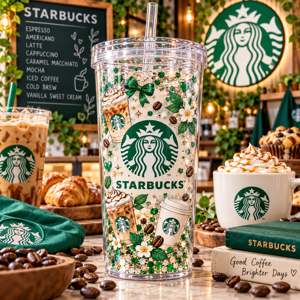 Café Verde y Encanto para Vasos Snowglobe de 16 oz (Starbucks)