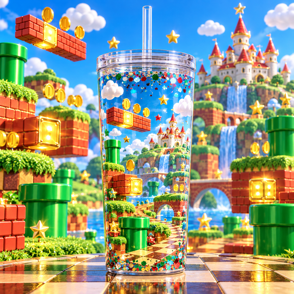 Aventura de Videojuego para Vasos Snowglobe de 16 oz (Mario)