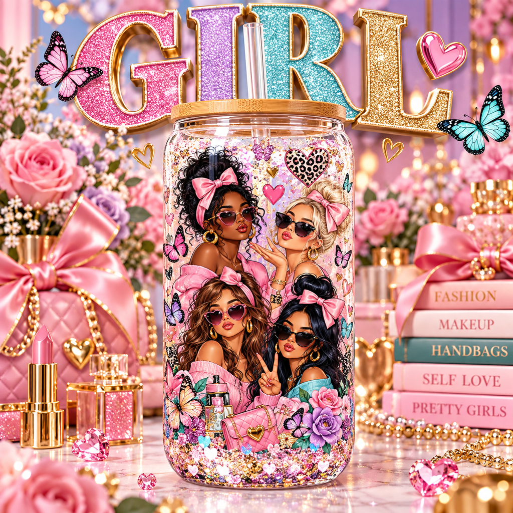 Estilo, Brillo y Actitud para Vasos Snowglobe de 16 oz (Girl)