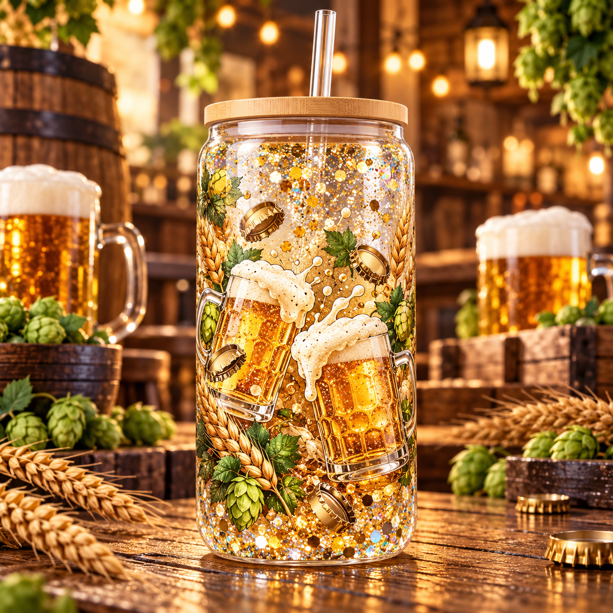 Brindis y Buena Vibra para Vasos Snowglobe de 16 oz (Cerveza)
