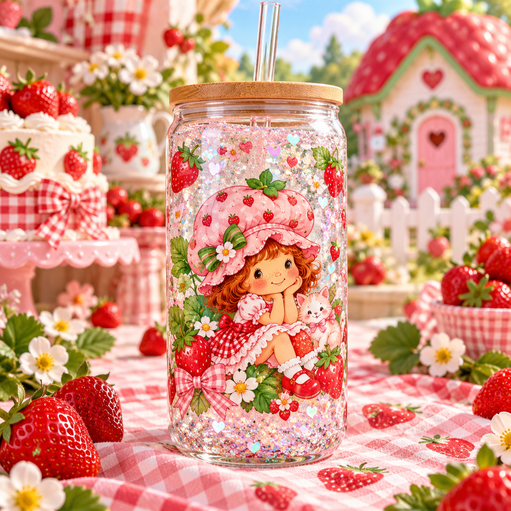 Dulce Mundo de Fresas para Snowglobe 16 oz (Rosita Fresita)