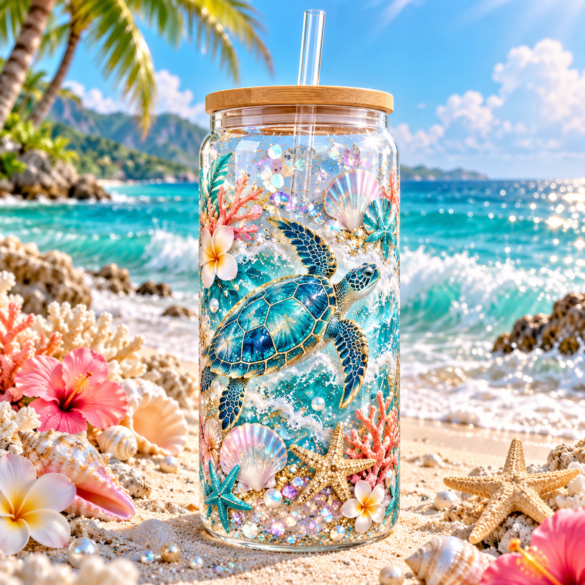 Verano junto al Mar para Snowglobe 16 oz (Summer Ocean)