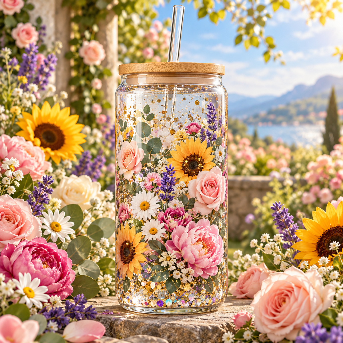Jardín Encantado para Snowglobe 16 oz (Flores)