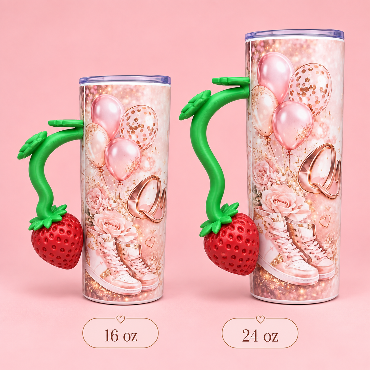 Asa de fresa 3D para vaso