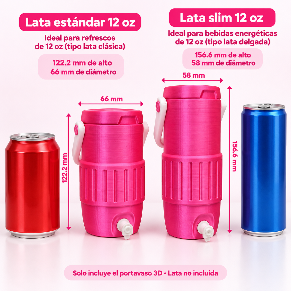Portavasos 3D para latas con dispensador