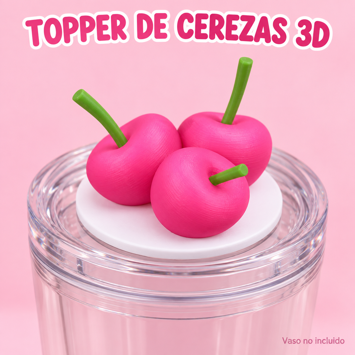 Cerezas 3D para tapa de vaso