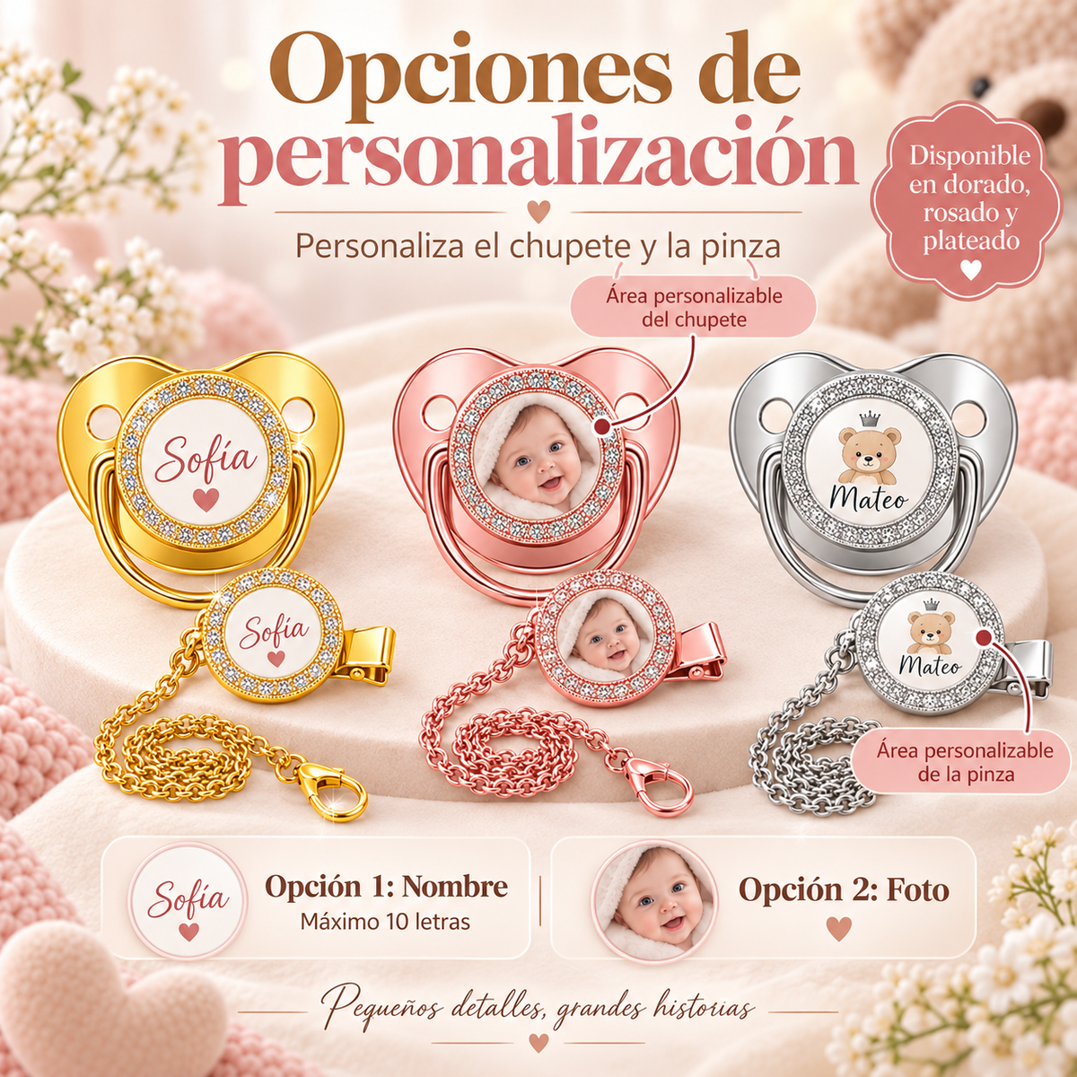 Chupete Personalizado para Bebé con Foto o Nombre