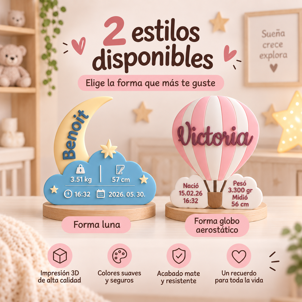 Placa de Nacimiento 3D Personalizada