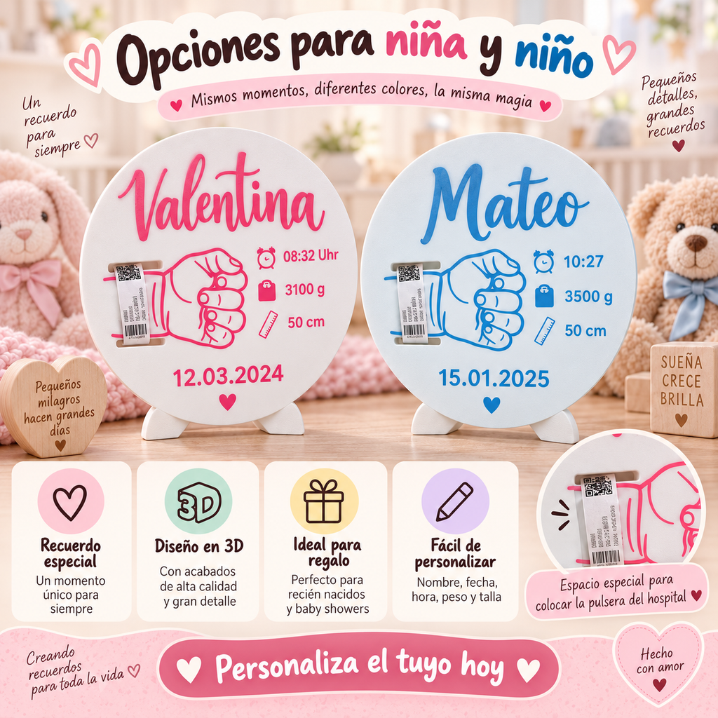 Porta Pulsera de Hospital Personalizado para Bebé