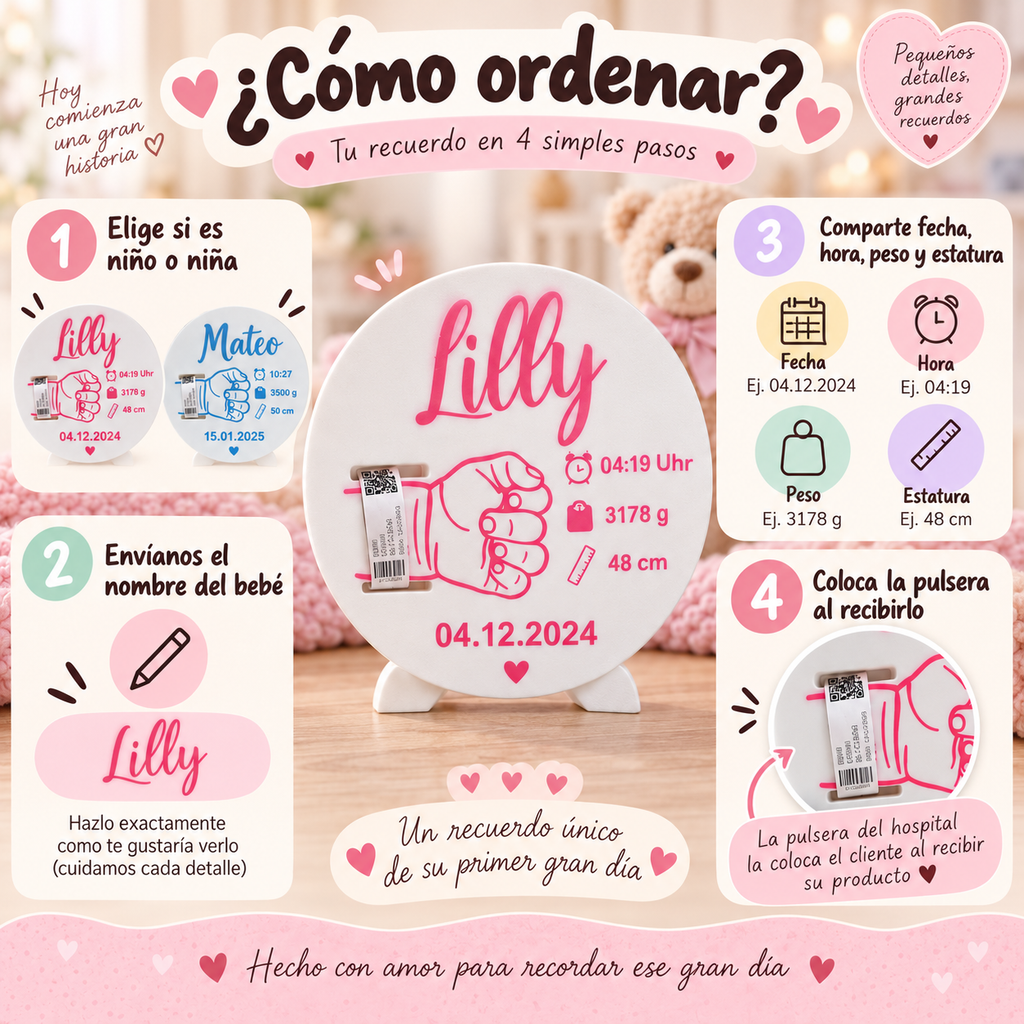 Porta Pulsera de Hospital Personalizado para Bebé