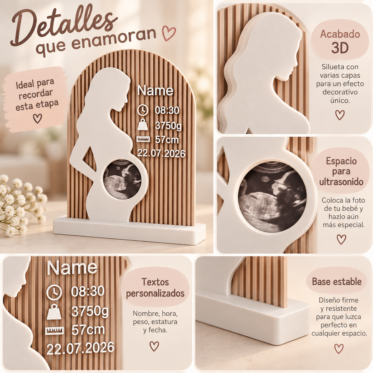 Placa de Embarazo Personalizada 3D
