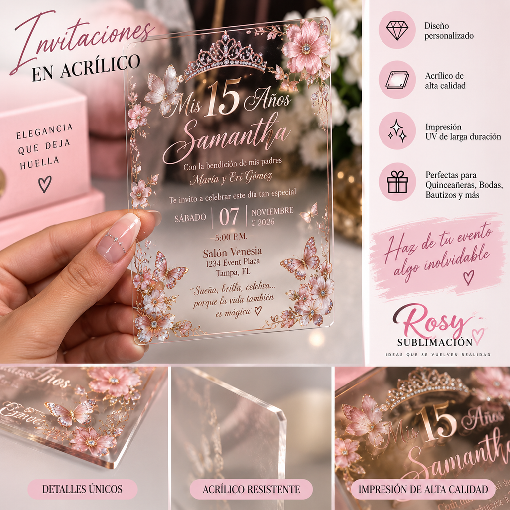 Invitación Personalizada en Acrílico