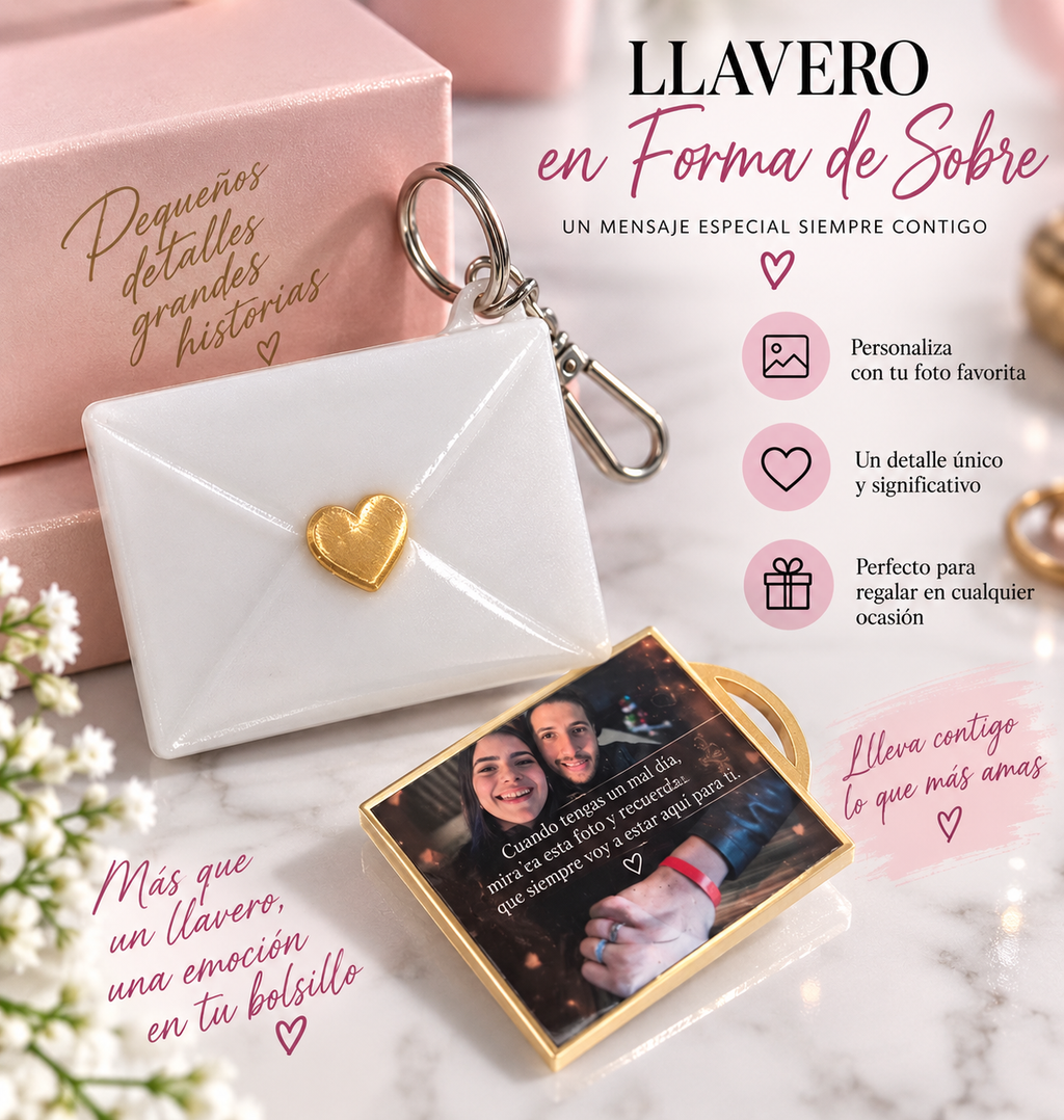 Llavero 3D Personalizado en Forma de Sobre