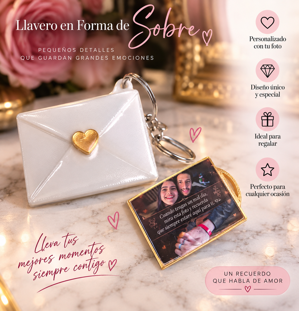 Llavero 3D Personalizado en Forma de Sobre