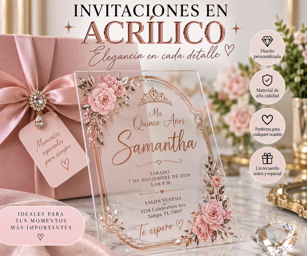 Invitación Personalizada en Acrílico