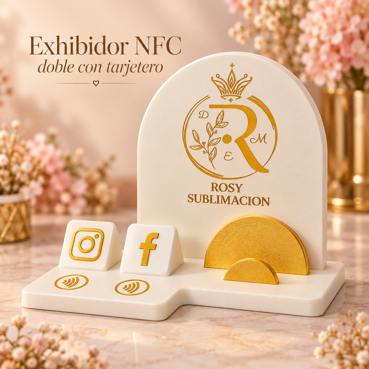 Exhibidor NFC doble con tarjetero