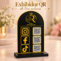 Exhibidor QR de arco con tres enlaces