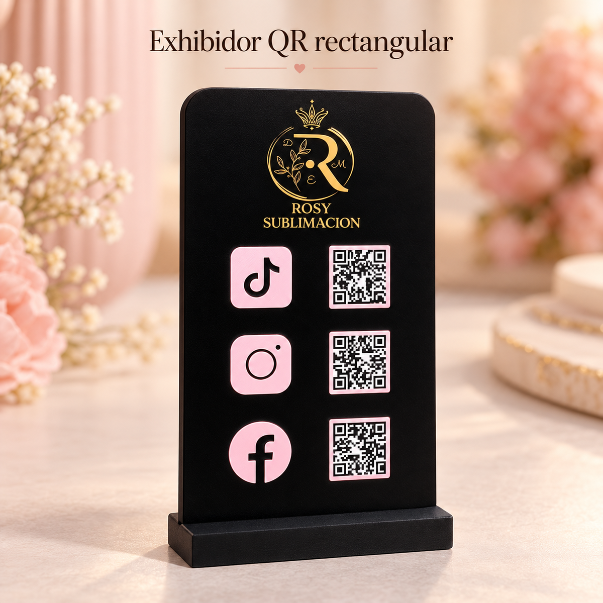 Exhibidor QR rectangular personalizado